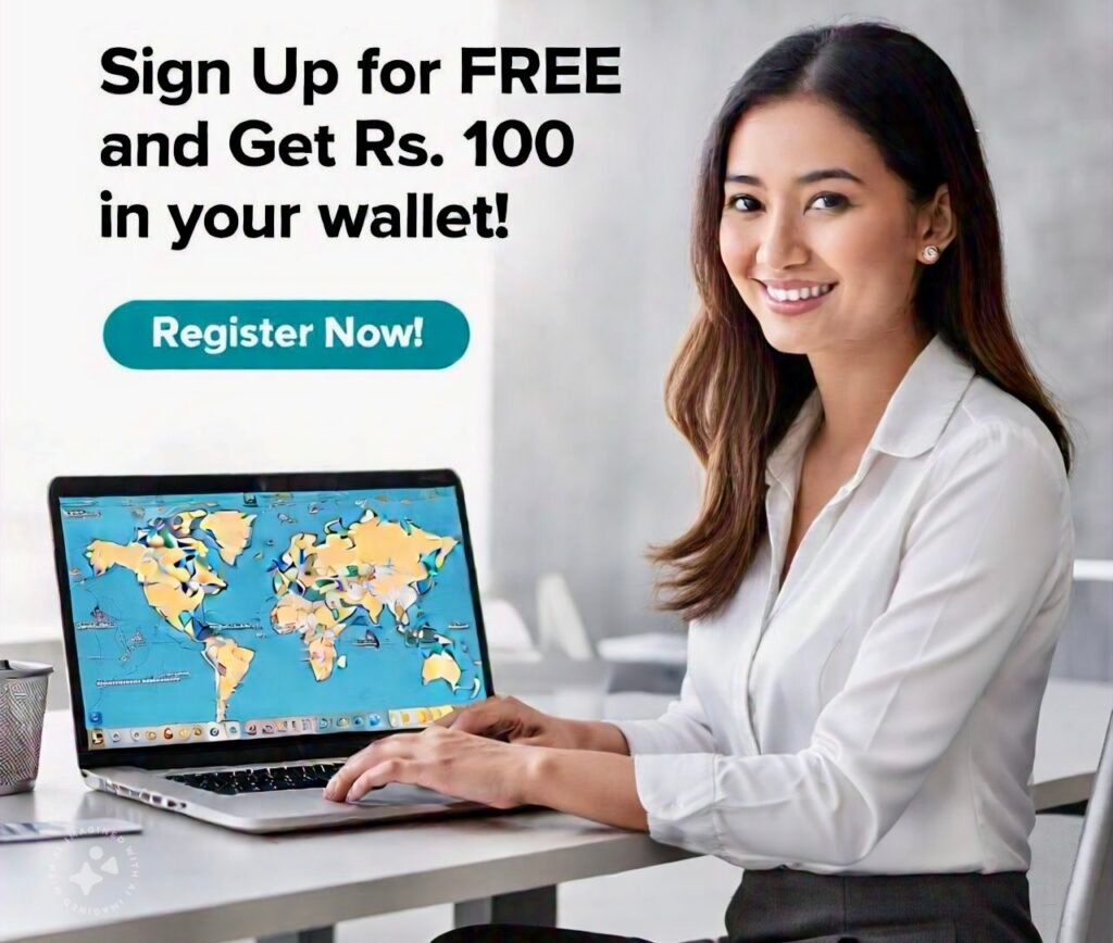 Travel agent using TA World B2B hotel booking platform with ₹100 wallet credit.